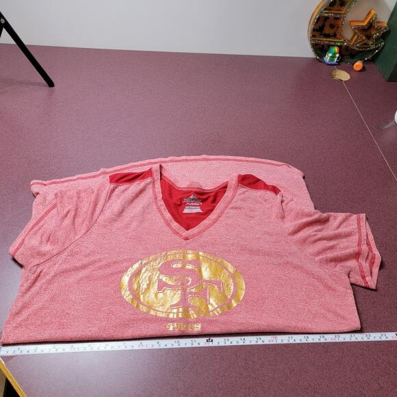 Majestic San Francisco 49ers Womens XXL Shirt Red Gold V-neck Football NFL - Picture 6 of 10